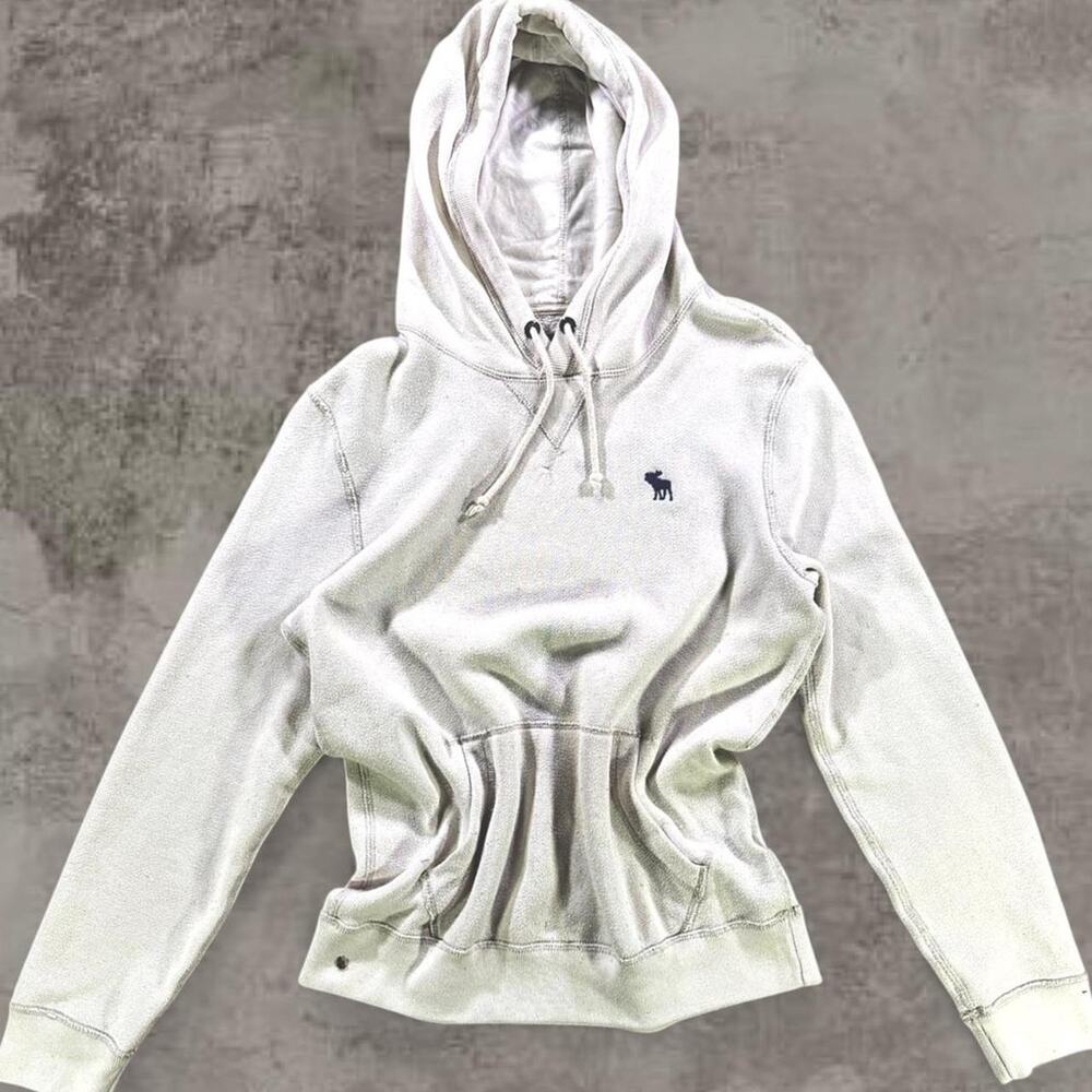 Vintage Y2K Abercrombie & Fitch white hoodie Size XS 2000s moose READ